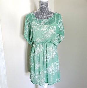Green Sheer Floral Mini Dress